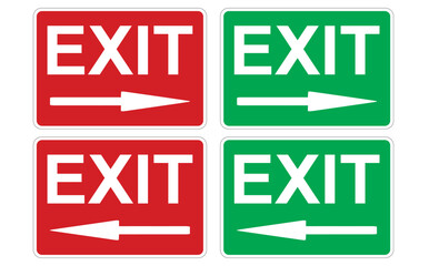 Icono de señal de salida en color rojo y verde. Vector - obrazy, fototapety, plakaty