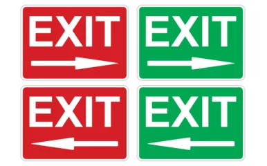 Foto op Plexiglas Icono de señal de salida en color rojo y verde. Vector © Mercedes Fittipaldi