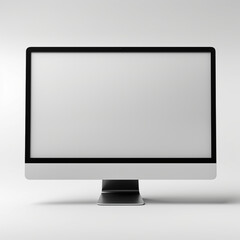 fotografia de estilo mockup con detalle de monitor de color blanco, sobre fondo neutro