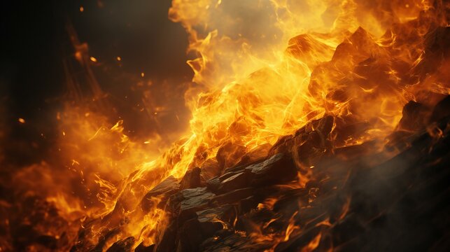 Fiery orange abstraction. An abstract and fiery composition featuring orange and red flames, creating a visually striking and intense design