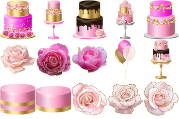 Glamour Galore: Pink and Gold Opulence Cakes
