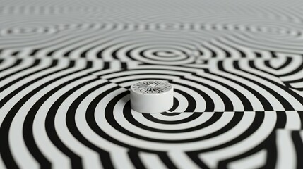 Fototapeta na wymiar Optical illusion swirl. An abstract and hypnotic composition featuring an optical illusion swirl in black and white, creating a visually intriguing and mesmerizing design