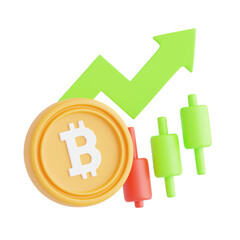 Bitcoin Candlestick Graph  3D illustrations
