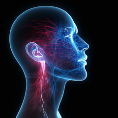 human head silhouette with brain