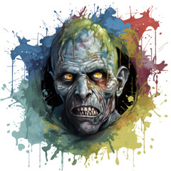 Waterco Halloween Zombie Coming out of Hole Clipart illustration Generative Ai