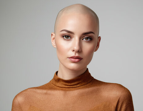 portrait of bald beautiful girl