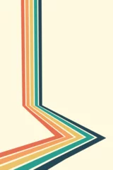 Poster Retrofuturism poster design in trendy retro line style. Modern art poster retro vintage style 70s stripes background template lines shapes vector design © Tetiana Komarytska