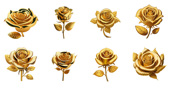 Vector illustration of multiple golden roses