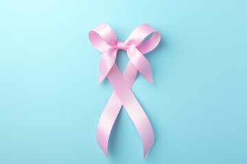 Breast cancer awareness ribbon on blue background. 3d illustration, Awareness ribbon for birth defects SID infertility pregnancy loss and prenatal infection prevention on a isolated, AI Generated