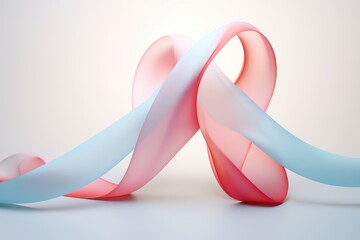 Abstract 3d rendering of twisted ribbons in blue and pink colors, Awareness ribbon for birth defects SID infertility pregnancy loss and prenatal infection prevention on a isolated, AI Generated