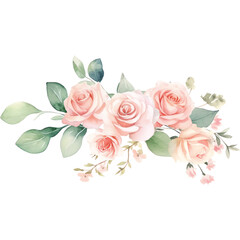 Fototapeta premium watercolor soft pink rose floral bouquet