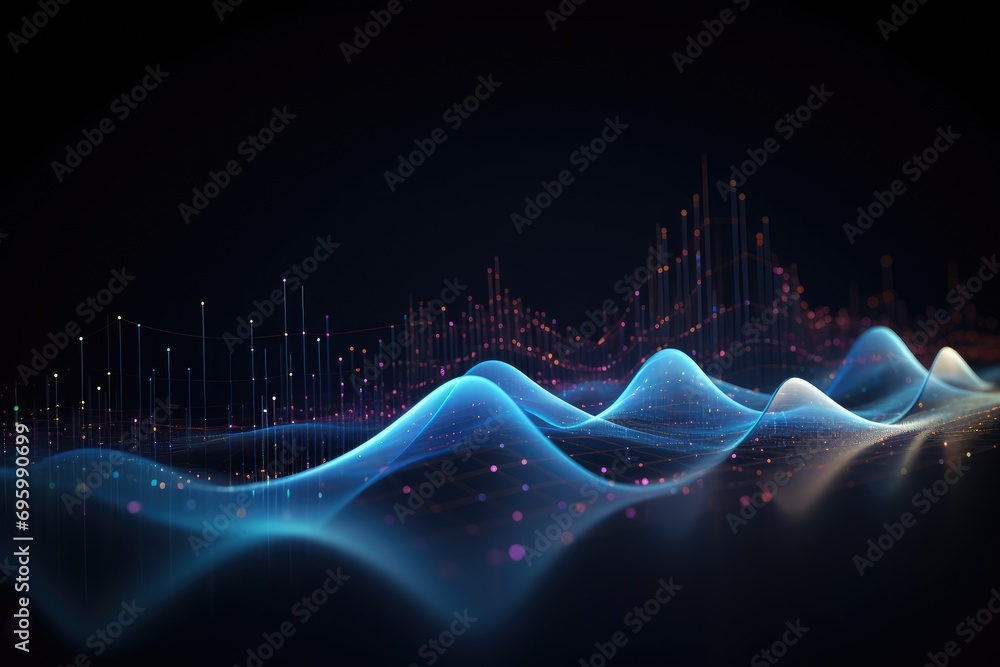 Poster 3d rendering of abstract digital background with glowing particles. futuristic shape, a futuristic t