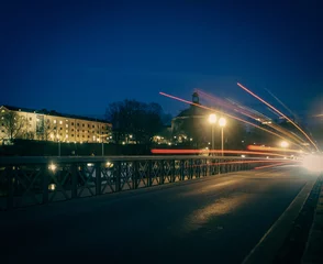 Zelfklevend Fotobehang light trails from vehicles at night © niklas storm