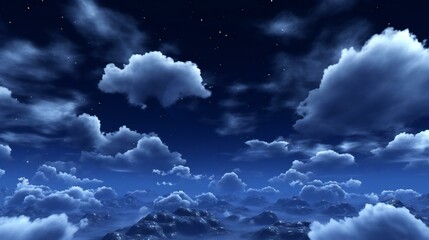 Night sky with stars, moon, and clouds. Mystical and cosmic concepts