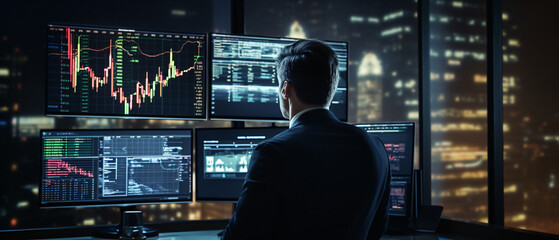 businessman executives finance analysis stock trading monitoring progress	
 - obrazy, fototapety, plakaty