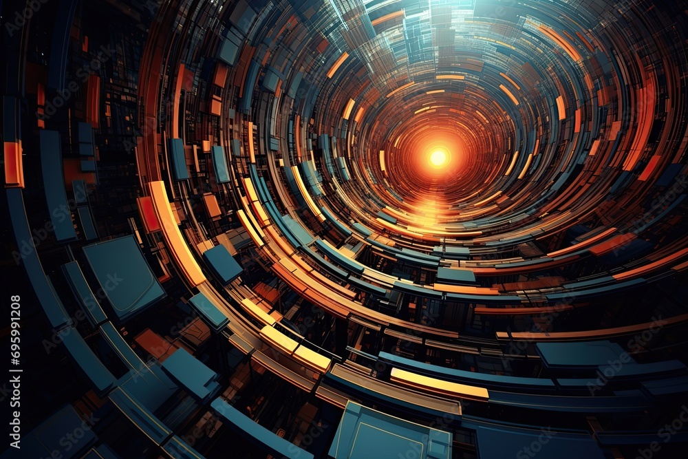 Poster 3d rendering of abstract technology digital hi tech concept background. high resolution, abstract di