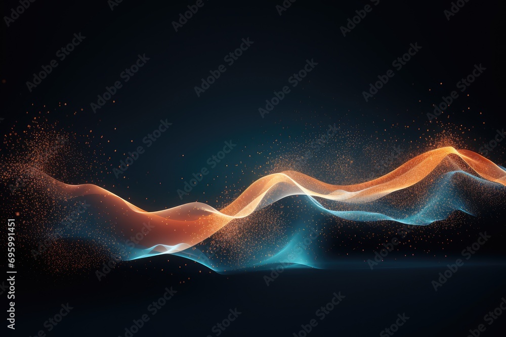 Poster abstract glowing particles wave. futuristic technology style background. vector illustration, abstra