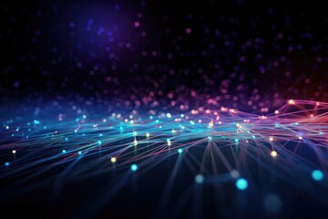 Abstract technology background with fiber optic network connections, AI Generated