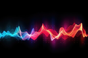 abstract colorful sound wave on dark background, vector illustration eps10, Digital wave wallpaper on a Black background, Blue and green abstract wave, AI Generated