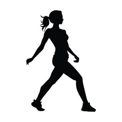 Fototapeta na wymiar silhouette of a woman during fitness exercise.