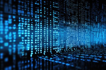 binary code on a dark background, computer generated abstract background, 3d render, abstract stock market data on digital screen, closeup with selective focus and bokeh, AI Generated