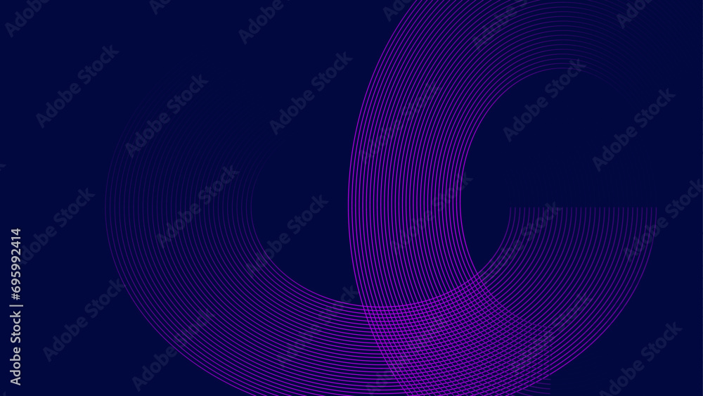Wall mural dark blue abstract background with glowing geometric lines. modern shiny blue lines pattern. futuris