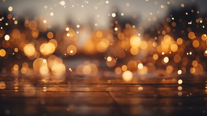 golden bokeh light with Generative AI - obrazy, fototapety, plakaty