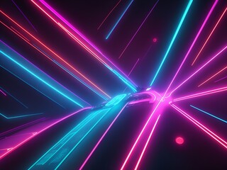 Fototapeta premium Abstract background of futuristic corridor with purple and blue neon lights