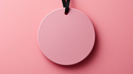 Obraz premium Pink Round Blank Craft Paper Gift Tag Mockup on pink background, Ideal for Black Friday Sale, Valentine's Day, and Celebrations
