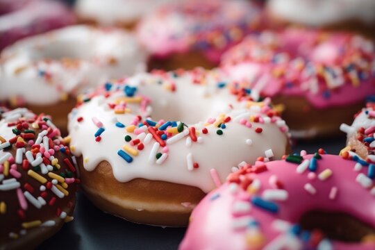 Close up sprinkled donuts