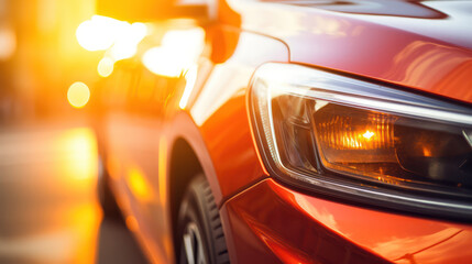 Fototapeta na wymiar Gleaming Elegance, Closeup of a Shining New Car - Automotive Perfection Up Close.