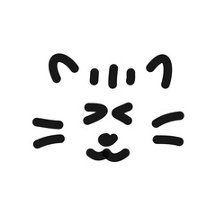 happy cat line art doodle
