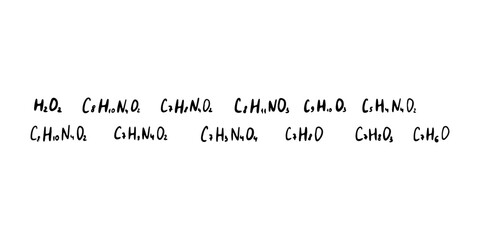 Chemical formula. Vector doodle illustration. Education element.