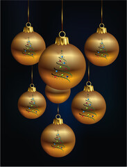   composition with golden Christmas baubles - 695996468