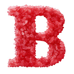 English letter B whose texture is like piles of red crystals. letter B isolated on transparent