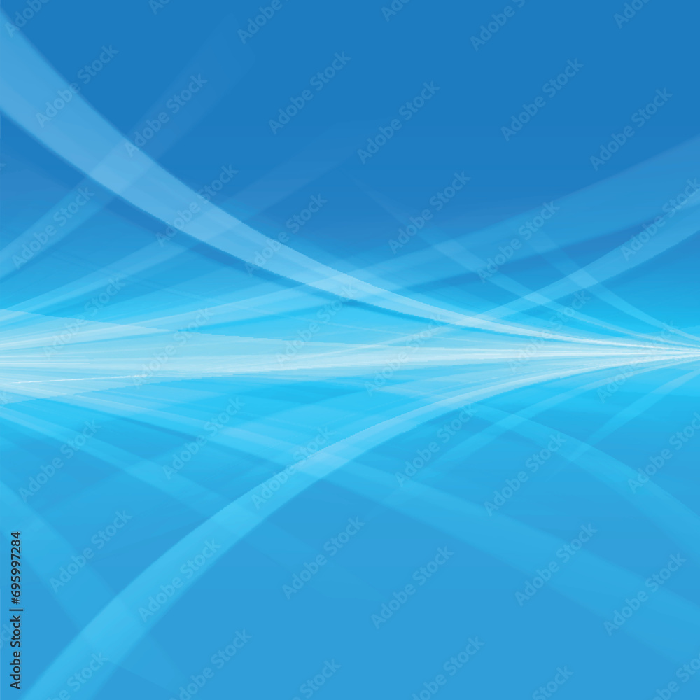 Poster blue wavy curved lines abstract perspective background.