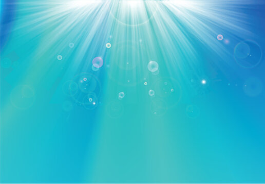 Cool blue aqua background with bright sunbeams.