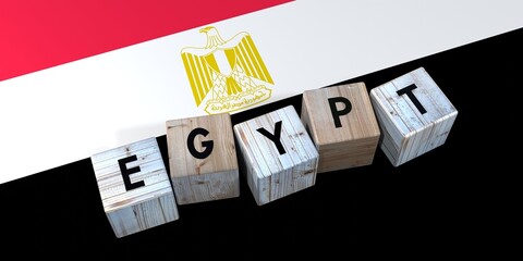 Egypt - wooden cubes and country flag - 3D illustration