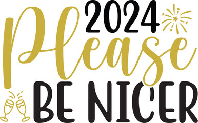 New Year 2024 text design for T-shirts and apparel on plain white transparent isolated background for shirt, hoodie, sweatshirt, card, tag, mug, icon, logo or badge