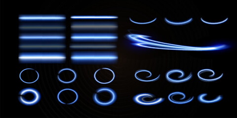Blue glowing lines.Neon elements for design.
