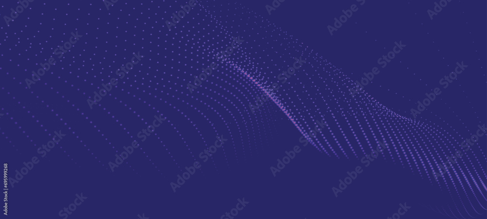 Poster abstract digital particle wave. futuristic dotted wave. big data digital code. technology or science