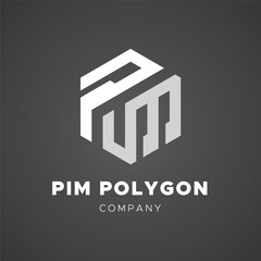 PIM, PM polygon digital monogram logo