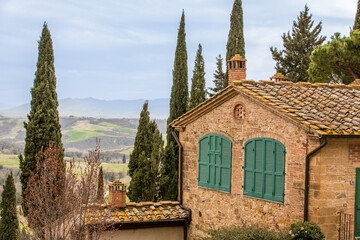 church in the village of the village, Tuscany, Italy - 695999444