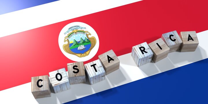 Costa Rica - wooden cubes and country flag - 3D illustration