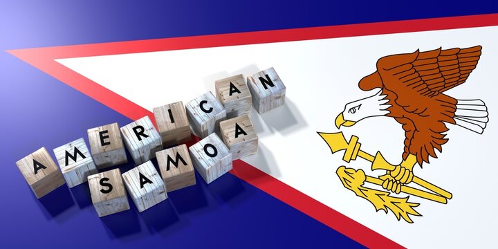 American Samoa - wooden cubes and country flag - 3D illustration