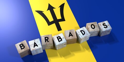 Barbados - wooden cubes and country flag - 3D illustration