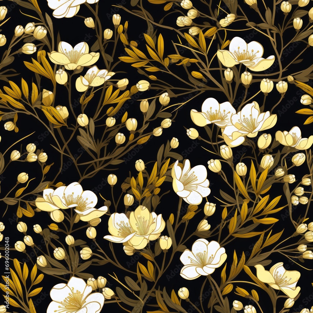 Poster vibrant freesia flower blooms top view seamless pattern with intricate details and vivid colors
