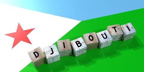 Djibouti - wooden cubes and country flag - 3D illustration