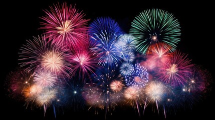 Fototapeta premium colorful fireworks display to celebrate Valentine's Day.