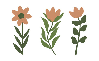 Abstract wildflowers vector clipart. 